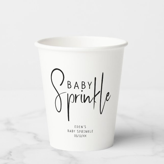 Simple Modern Neutral Baby Sprinkle Paper Cups (Front)