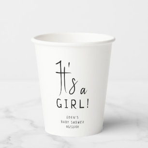 Simple Modern Neutral It's A Girl! Baby Shower Paper Cups