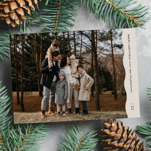 Simple modern neutral wavy edge Christmas photo Holiday Card