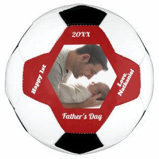 Simple Modern New Dad Father's Day Photo Football Soccer Ball
