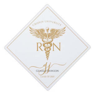 Simple Modern Nurse Graduation Party Gold Script Graduation Cap Topper