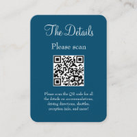 Simple Modern Ocean Blue Wedding Details QR Code