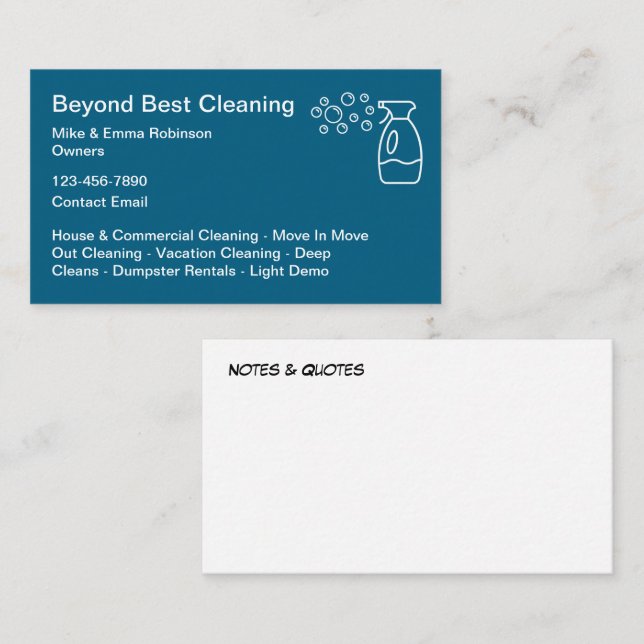 Simple Modern Office House Cleaning Business Card (Front/Back)
