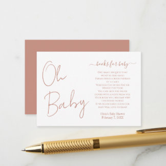 Simple Modern Oh Baby Blush Rose Baby Shower  Enclosure Card