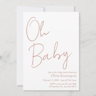 Simple Modern Oh Baby Blush Rose Baby Shower Invitation