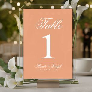 Simple Modern Old Money Peach Wedding Table Number