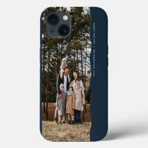 Simple modern one photo wavy edge cool navy blue iPhone 13 case