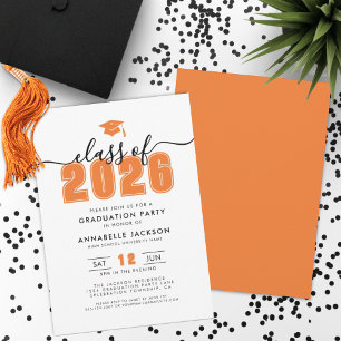 Simple Modern Orange Graduation Party Invitation