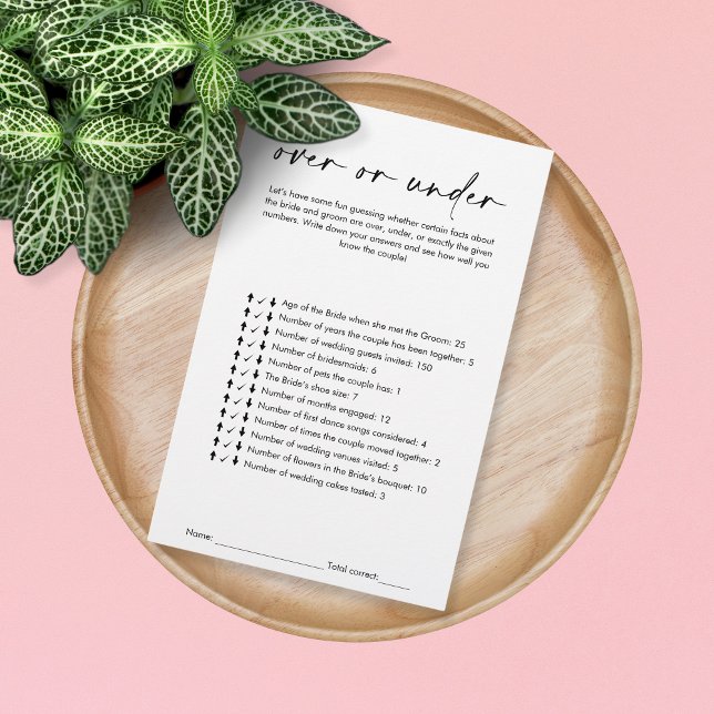 Simple Modern Over or Under Bridal Shower Game (Creator Uploaded)