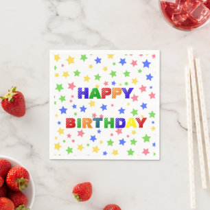 Simple Modern Pastel Star colourful birthday party Napkin