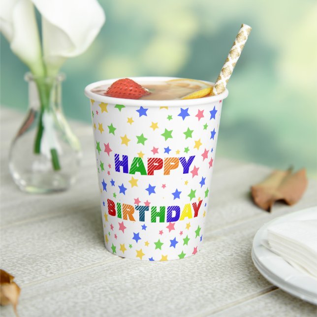 Simple Modern Pastel Star colourful birthday party Paper Cups (Insitu)