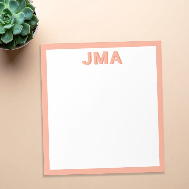Simple Modern Peach Monogram Notepad (Creator Uploaded)
