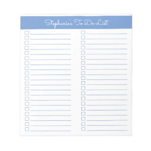 Simple Modern Periwinkle Blue Two Column Checklist Notepad