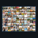 Simple Modern Personalized 108 Photo Collage Poster<br><div class="desc">Create your own personalized photo collage poster featuring 108 of your favourite pictures on navy blue colour background.</div>
