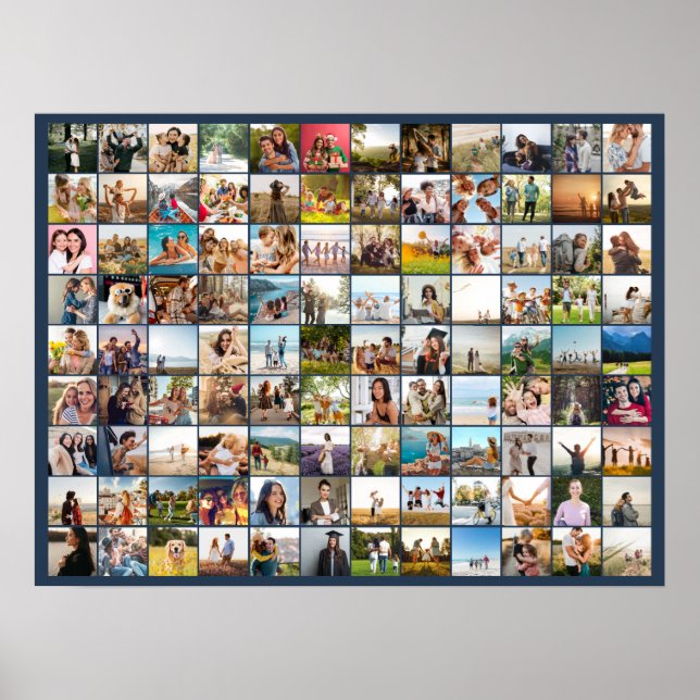 Simple Modern Personalized 108 Photo Collage Poster (Front)