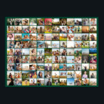 Simple Modern Personalized 108 Photo Collage Poster<br><div class="desc">Create your own personalized photo collage poster featuring 108 of your favourite pictures on green colour background.</div>