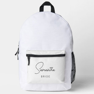 Simple Modern Personalized Bride Printed Backpack