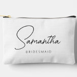 Simple Modern Personalized Bridesmaid Makeup Accessory Pouch<br><div class="desc">Looking for a chic, trendy, yet simple gift for your Bridesmaids? These modern makeup accessory bags are a practical gift that they can use even after your wedding day! All text, including title and script names, can be changed. You can change the title to fit your wedding party! (ex. Bridesmaid,...</div>