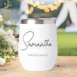 Simple Modern Personalized Bridesmaid Proposal<br><div class="desc">Looking for a chic, trendy, yet simple gift for your Bridesmaids? These modern thermal wine tumblers are a practical gift that they can use even after your wedding day fun! All text, including title and script names, can be changed. You can change the title to fit your wedding party! (ex....</div>