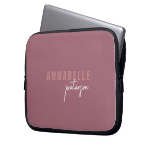 Simple Modern Personalized Dusty Rose Minimalist Laptop Sleeve
