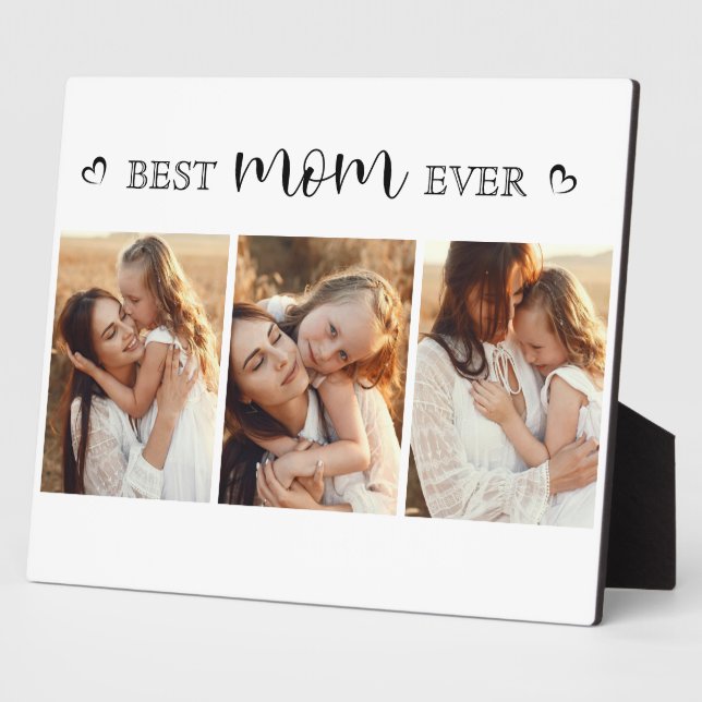 Simple Modern Personalized Gift for Mom Photo Plaque (Side)