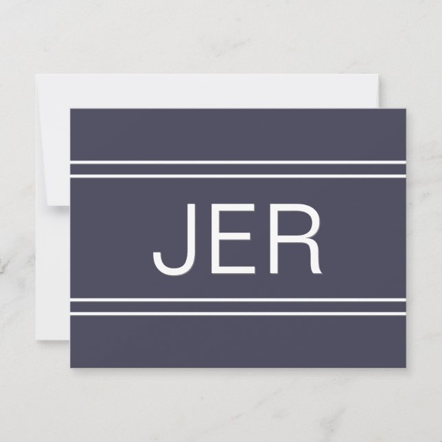 Simple Modern Personalized Monogram Initial Blue Card (Front)