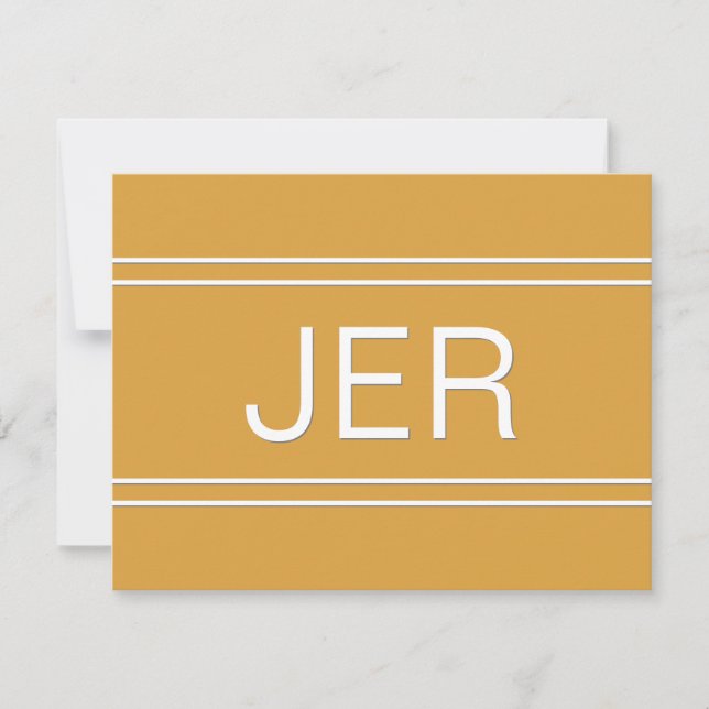 Simple Modern Personalized Monogram Initial Yellow Card (Front)