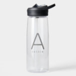 Simple Modern Personalized Monogrammed Water Bottle<br><div class="desc">Simple and modern personalized initial monogram and name on a clear plastic water bottle printed in understated and elegant,  professional-looking name perfect for boys,  teens,  and people who love more subtle designs.</div>