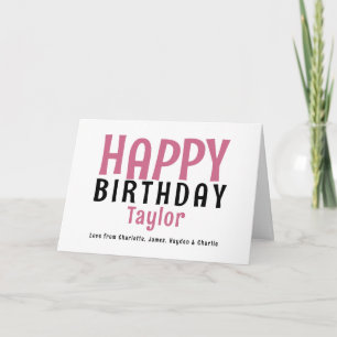 Simple Modern Personalized Name Happy Birthday Card