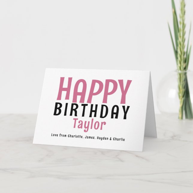 Simple Modern Personalized Name Happy Birthday Card (Front)