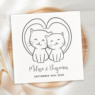 Simple Modern Personalized Pet Cat Wedding  Napkin