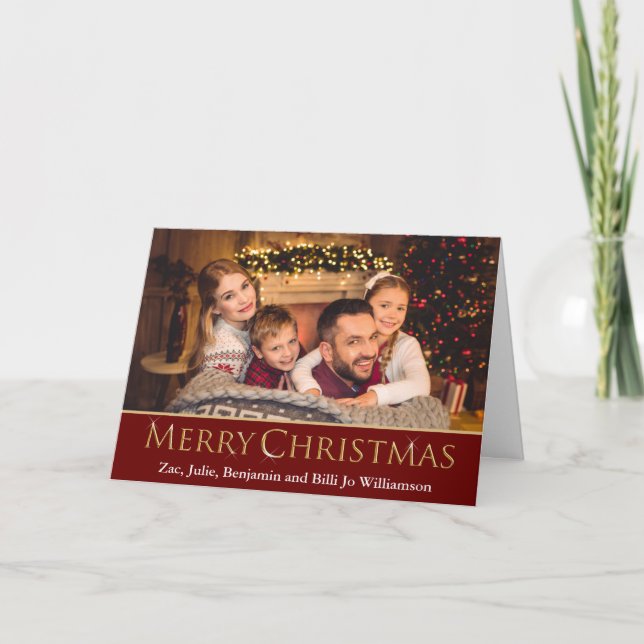 Simple Modern Personalized Photo Christmas Holiday Card (Front)