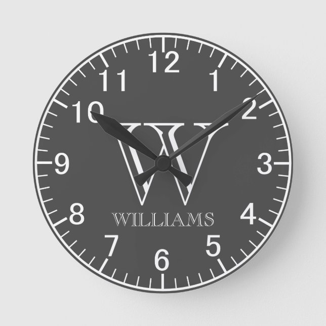 Simple Modern Personalized  Round Clock (Front)