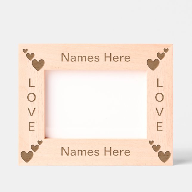 Simple Modern Personalized Three Hearts Etched Frames (Front)