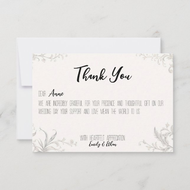Simple & Modern Personalized Wedding Thank You Car (Front)