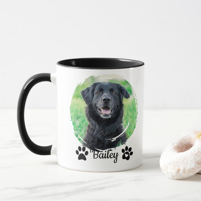 Simple Modern Pet Photo Name  Mug (With Donut)