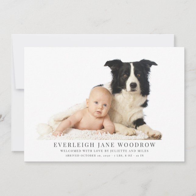 Simple Modern Photo Baby Birth Announcement (Front)