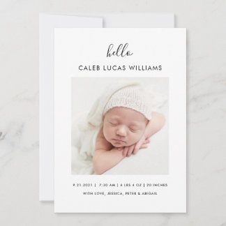 Simple Modern Photo Birth Announcement