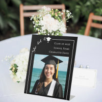 Simple modern photo black Graduation Party welcome