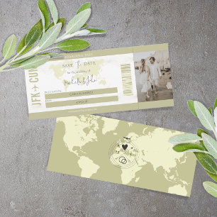 Simple Modern Photo Boarding Pass Destination Invitation