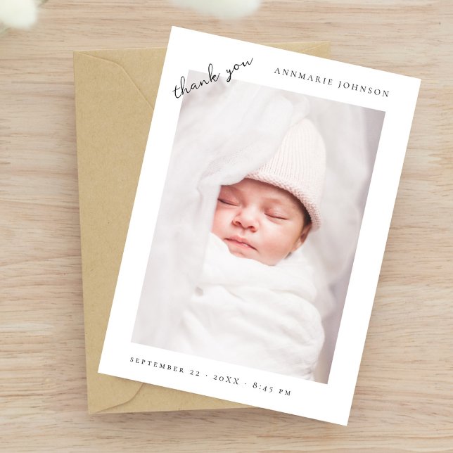 Simple Modern Photo Custom Baby Shower  Thank You Card (Creator Uploaded)