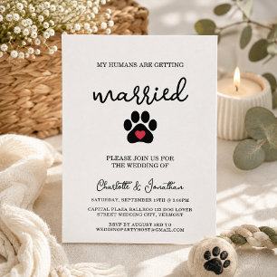 Simple Modern Photo Dog Lover Pet Wedding Invitation