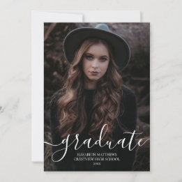 Simple Modern Photo Elegant Script Graduation Announcement