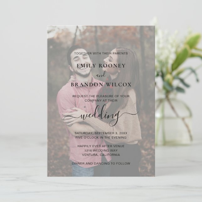 Simple Modern Photo Elegant Wedding Invitation (Standing Front)