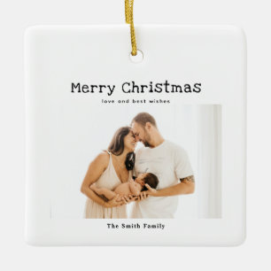 Simple Modern Photo Family Christmas Ceramic Ornament