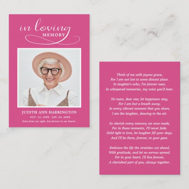 Simple Modern Photo Funeral Card (Front/Back)