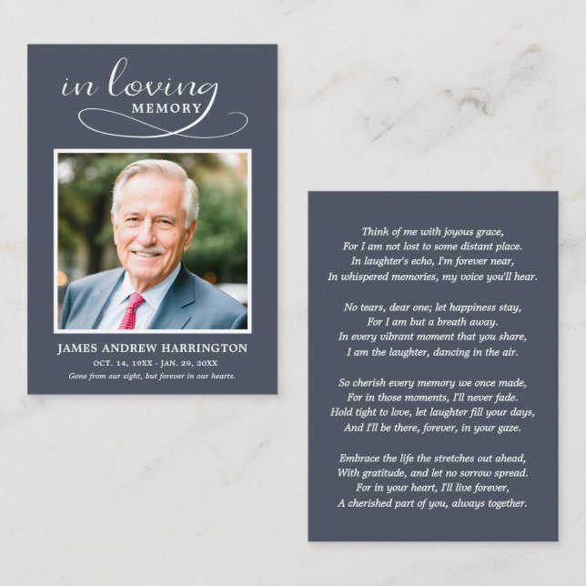 Simple Modern Photo Funeral Card (Front/Back)