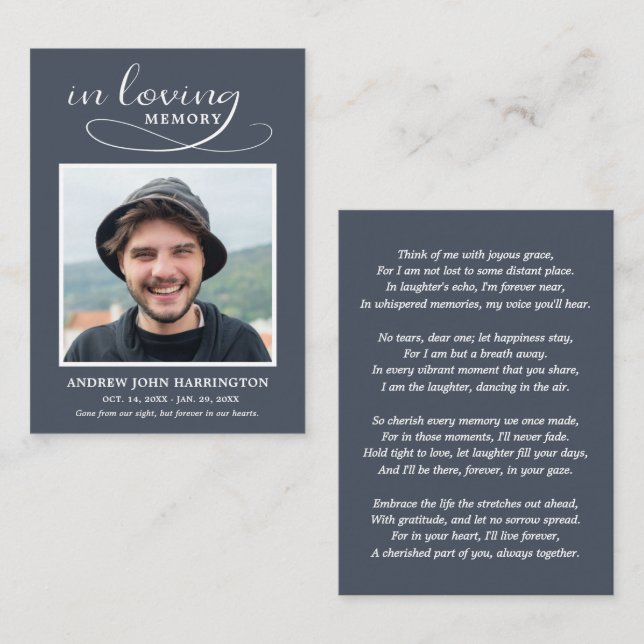 Simple Modern Photo Funeral Card (Front/Back)