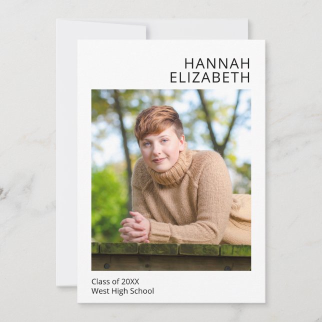 Simple Modern Photo Graduation Announcement (Front)