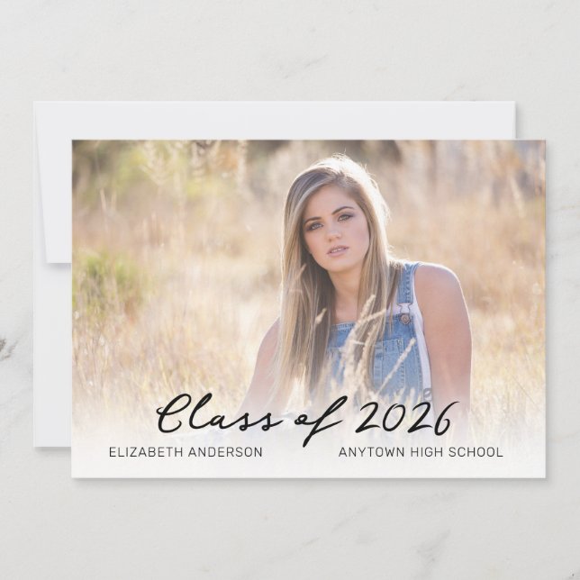 Simple Modern Photo Graduation Class of 2026 Invitation (Front)